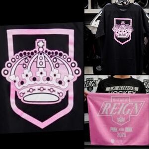 Ontario Reign Pink in the Rink Night (2.7.26) t-shirt (XL) and rally towel / NEW